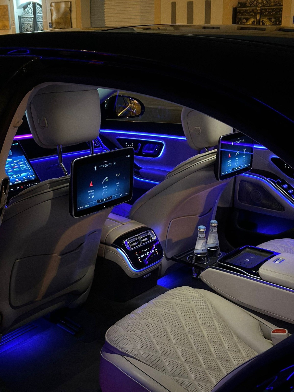 Mercedes-Benz S-Class interior with the rear passenger seats